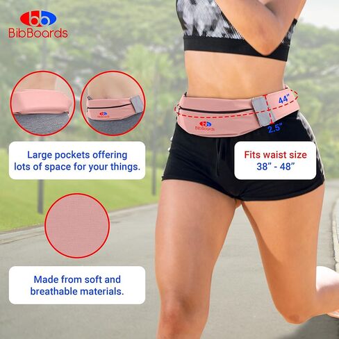 Running Belt for Men & Women - Water & Sweat-Resistant No Bounce Runners Fanny Pack for Phone, Keys, Cards & Money, Adjustable Running Band for Marathon, Jogging, Hiking, Cycling - Pink in Kuwait