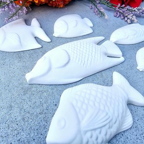 School of Fish Tiles 5.5 "السيراميك Bisque جاهز لطلاء الفخار in Saudi Arabia