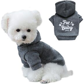 ANIAC Happy Dog Hoodies Fall Puppy Clothes for Small Dog Girl Boy Hooded Dog Sweatshirt Winter Cat Clothes Warm Pet Sweater Cold Weather Coat for Kitten Chihuahua Yorkie (Blue, X-Small)