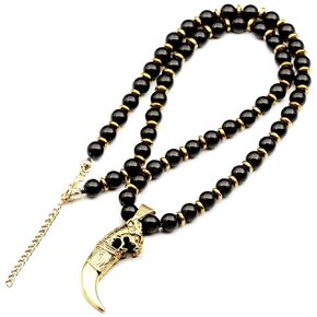 Elisajewelryart - نمر الأسنان قلادة الرجال الطبيعية أونيكس هدية قلادة مطرز له هدية عيد الميلاد لتوازن الهدية الواقية الأب البوهيمي (24 ، أونيكس)