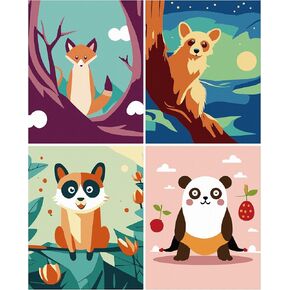 طلاء Cartoon Takfot بواسطة أرقام أرقام للأطفال 4Pack DIY Cute Animal Canvas Paint بأرقام ل 5-8-12 أطفال المبتدئين ملونين من أشكال الطلاء الأكريلي in Kuwait