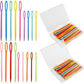 100 Pcs 2.7" & 3.5" Large Eye Plastic Sewing Needles, Yarn Needles, Tapestry Needle Weaving Darning Needles Safety Plastic Lacing Needles Crochet Accessories for DIY Beginner Sewing Handmade Crafts
