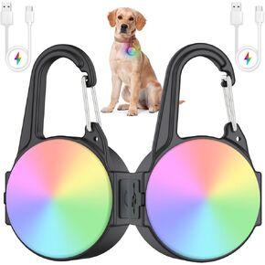 4 Modes Dog Lights for Night Walking, IP68 Waterproof Dog Collar Light for Nighttime Clip on, High-Capacity Rechargeable Dog Light with 2 USB C Cables, 2 Pack