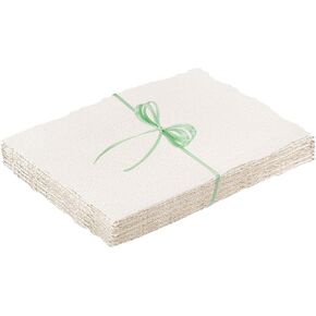 50 Sheets Deckled Edge Paper 4 x 6inch, 160 GSM Handmade Paper Rough/Textured Watercolor Paper for Wedding Invitations, Cards, Crafts