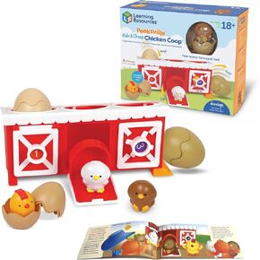 Learning Resources Peeksville Hide & Cheep Chicken Coop, Farm Toys, Barn Toys, Toddler Learning Toys, Kids Easter Gifts, Ages 18 Months+, 8 Pieces