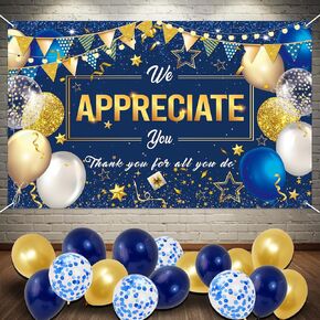 We Appreciate You Banner Kit Thank You Banner Backdrop with Balloons Pastor Appreciation Decorations Banner Employee Staff Appreciation Gifts Appreciation Party Decor for Teacher Doctor Retirement