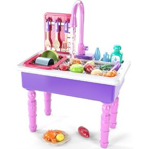 Play Kitchen Sink Toys, Electric Dishwasher Playing Toy with Running Water, Play Food & Tableware Accessories, Kitchen Set Toys, Role Play Sink Set for Toddlers Kids Boys Girls