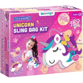 Bloomingo Art & Craft Kit - Unicorn Sling Bag: DIY Unicorn Craft Kit; Sewing Kit for Kids Aged 4-8; Modern Multicolor Design; Non-Foldable