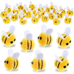 LLOUSSAK 56Pcs Felt Bees Wool Felt for Crafts, Cute Bees Yellow Wool Felt Bees Fake Bees Felt Bees Mini Crafts Cute Plush Toy, Felt Bees for Crafts, for Party Favors DIY Craft Accessory, Fuzzy Bees