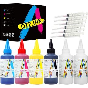 A-SUB DTF Ink 600ML, Compatible with DTF Printer ET-8550, XP-15000, L1800, L805, R390, R240 for Printing with DTF Film, 6x100ML-CMYK Wh