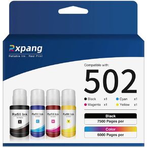 502 Ink Refill Bottles Replacement for Epson 502 Ink, Compatible with Ecotank Printers ET-2850, ET-4850, ET-15000, ET-3760, ET-2760, ET-3850, ET-3830, ET-4760 (4 Pack)