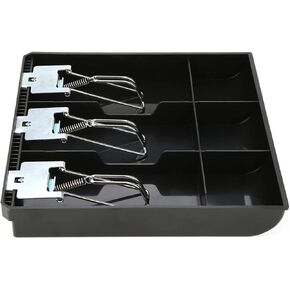 Cash Drawer Register Insert Tray, Cashier Box Portable Money Organizer Currency Till Storage Case 3 Bill 3 Coin Compartments with Metal Clip Replacement Tidy Safe Classify for Banks Supermarkets Store