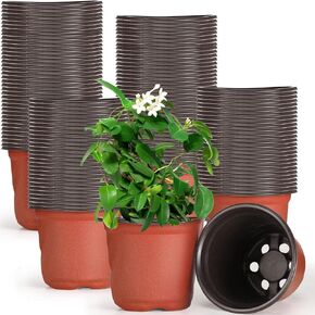 200 Pcs 6 Inch Plastic Plants Nursery Pot Seed Starting Pots Planting Pots Planter Seedling Pots Seedling Flower Plant Container for Indoor Outdoor Garden Seedling Cutting Transplanting