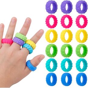 18pcs Fidget Rings, Sensory Finger Toys for Kids Textured Soft Silicone Sensory Rings for Autism Children Calming Acupressure Toy Small Quiet Silent Fidget Toys for Classroom