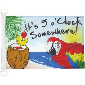 It's 5 o'Clock Somewhere NAUTICAL Flag 18'' x 12'' - Five o'clock flags 30 x 45 cm - Banner 12x18 in for boat - AZ FLAG