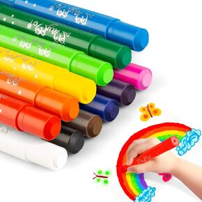 Washable Tempera Paint Sticks | Non-Toxic, Quick Drying & No Mess Paint Sticks for Kids, Best Art Birthday Gifts for Kids (12 Colors)
