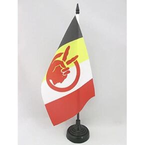 American Indian Movement Table Flag 5'' x 8'' - Native American tribe Desk Flag 21 x 14 cm - Black plastic stick and base - AZ FLAG