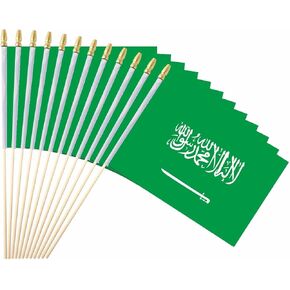25Pack Small Saudi Arabia Flag Handheld Mini Saudi Arabian Flags on Stick 5x8 Inch