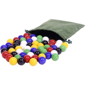 AmishToyBox.com Bag of 60 Glass Marbles - Replacement Marbles for Chinese Checkers - Large 3/4" (18mm) Diameter
