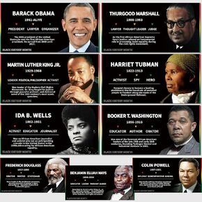 XNXQLFPY Black History Month Posters 9 Charts,Black History Month Bulletin Board Decorations,Educational And Learning Activities For Classroom, Home, School(9 "x18)