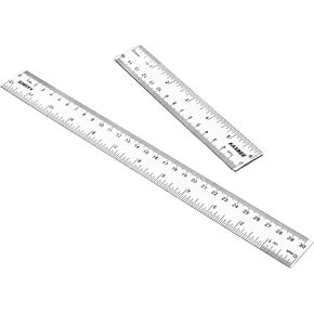 Plastic Rulers, 6 Inch Ruler, 12 Inch Ruler, Clear Ruler with Centimeters and Inches, Straight Plastic Ruler Set for Students School and Office