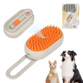 3-in-1 Steam Pet Brush, Coffee: Combines Grooming, Hair Removal, Massage & Steam for Dogs & Cats
