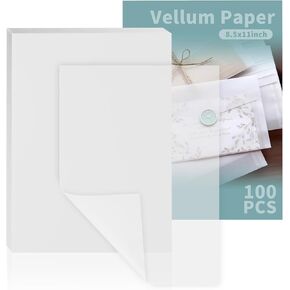 souG Translucent Vellum Paper 8.5x11 Inches, 100 Sheets Printable Transparent 93GSM/63LBS Vellum Paper for Printing Sketching Tracing Drawing
