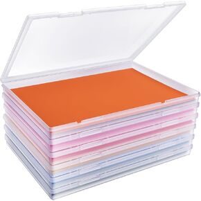 Photo Storage Box 8 x 10 Inches, 6 Pack Clear Plastic Scrapbook Paper Storage Cases Document Organizer with Snap-Tight Latch for Protecting Photos, Crafts, Scrapbooking, Office Supplies, Files