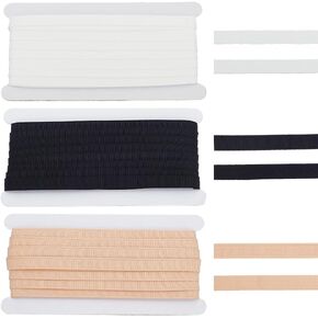 INFUNLY 3 Colors Corset Boning Casing 1CM / 0.39Inch Wide Nylon Plush Underwire Channeling Tape for Bra Corset Sewing Wedding Dress 10 Meters Each Color（Black, White, Skin Tone）