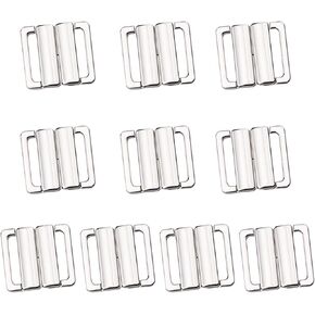 10pcs Back Bra Clasp Replacement Part, 1inch Alloy Bikini Hook Closure Bathing Suit Replacement Clasps Bikini Fastene for Bra Making Swimsuit Lingerie Sewing