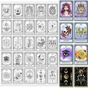 GLOBLELAND Tarot Theme Pattern Clear Stamps Vintage Style Silicone Transparent Stamps Stars Constellations Witches Clear Stamp Seals for DIY Scrapbooking