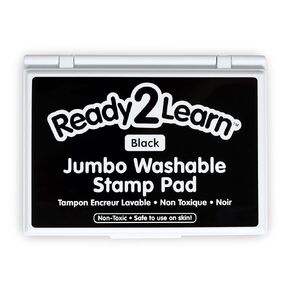 READY 2 LEARN Jumbo Washable Stamp Pad - Black - 6.2"L x 4.1"W - Non-Toxic - Fade Resistant - Ideal Size for Baby Handprints and Footprints