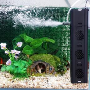 COOSPIDER The 4-in-1 Removable fits Aquarium Filters Turtle Tank Filter from 40 to 150 gallons. The Built-in Aquarium Filter has an Adjustable Flow Rate of 100-400 GPH