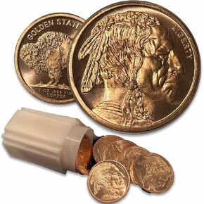 1 oz copper Buffalo round single in a flip protection sleeve (20 pack)