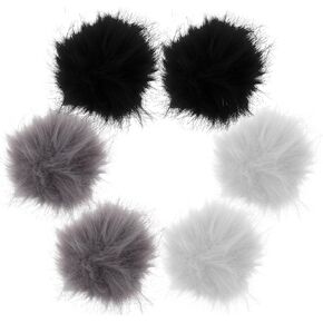 COMNICO 6Pcs Faux Fur Pom Poms for Hats, Faux Fox Fur Pompoms Large Pompom Fluffy Balls with Elastic Loop Detachable Knitting Crafts Charm Accessories for Knitted Hats Beanies Shoes Crochet Scarves