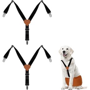 2Pcs Premium Dog Suspenders for Diapers, Belly Bands, Dog Apparel, Adjustable Elastic, Size avaiable for Small Medium and Large Dogs (Black M)