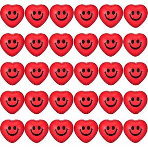 30 Pieces Heart Stress Balls, Smile Funny Face Stress Balls, Mini Foam Ball, Stress Relief Smile Balls for School Carnival Reward, Valentine Party Bag Gift Fillers (Red)