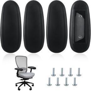 Acrux7 2 Pair Office Chair Arm Rest Replacement Fit Univeral Desk Chair Arms with 4" Mounting Hole and Screws, Black PU Leather Gaming Chair Armrest Pads (4 Pack)