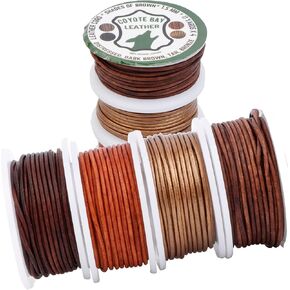 Coyote Bay® Leather Cord in 4 Shades of Brown: Distressed, Matte, Bronze and Tan, 44 Yards Length in 1.5mm or 2mm Thickness, for Jewelry Making, Crafts, Hobby Projects (Brown Variety Pack, 1.5 mm)
