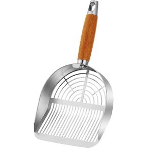Cat Litter Scoop with Hook, Heavy Duty and Speed Sifter 304 Stainless Steel Sifter with Deep Shovel, Durable Kitty Metal Scooper for Litter Box Kitten Pooper Lifter with 2 Different Width Sifter