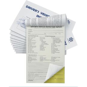 Detailed Driver's Vehicle Inspection Report 10 Pack Book Format, 2-Ply Carbonless, 5.5" x 8.5", 35 Sets of Forms per DVIR Log Book for Truck Drivers,FMCSR Compliant with Easy Tear-Out