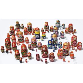 Lot 3 مجموعات من 5 لطيف التعشيش تكديس دمى خشبية Matryoshka babushka الفن العرقي الروسي من قبل C2A Enterprise