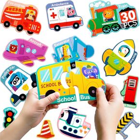 Dotimo 30 pcs Magnetic Puzzle of Fun Ocean Animals - Colorful Puzzles for Kids Aged 3+ - A Magnetic Educational Learning Toy for Toddlers Aged 3-5 to Develop Hand-Eye Coordination