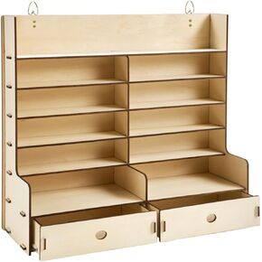 Miniature Paint Holder with 2 Drawers 2 Available Space and 5 fLat Storage Wall-Mounted Model Paint Storage Organizer for Hobby Craft Tools