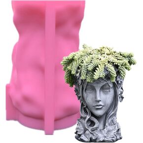 appuivbt Goddess Head Flower Pot Resin Mold Silicone,Succulent Plants Planter Pot Cement Molds Plaster Concrete Mould,DIY Craft Clay Mold