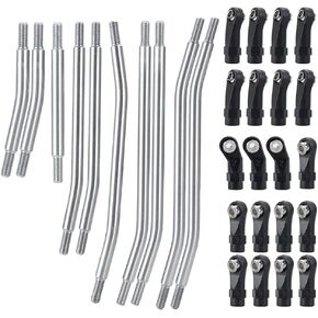 RCHUBAM Stainless Steel Linkage Chassis Link Rod End Kit 313/324mm Wheelbase for 1/10 Axial TRX TRX4 RC Crawler Car