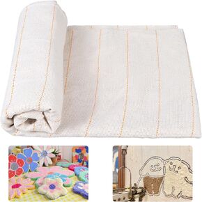 27" x 19" Overlocking Monks Cloth for Punch Needle Rug Tufting Fabric with Marked Lines, Punch Needle Fabric for Gun Rug Tufting and Embroidery,White Punch Needle & Tufting Cloth