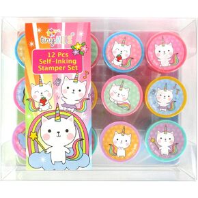 TINYMILLS 12 Pcs Unicorn Kitty Caticorn Stamp Kit for Kids - Unicorn Cat Stamper Set Gift Party Favors