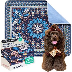 Qeils Washable Pee Pads, Reusable Puppy Pads Super Absorbent Leakproof Dog Training Pads, Non-Slip Wee Wee Pads for Crate, Floor, Potty Pads Feeding Mat Dog Pee 2 Pack 36"x41"