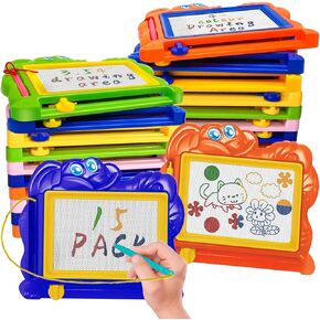 Hymaz 15 Pcs Mini Magnetic Drawing Board for Kids,Colorful Doodle Drawing Board for Toddlers 1-3, Erasable Doodle Board Tablet Writing Pad for Boys Girls Classroom Rewards Party Favors Bag Stuffers